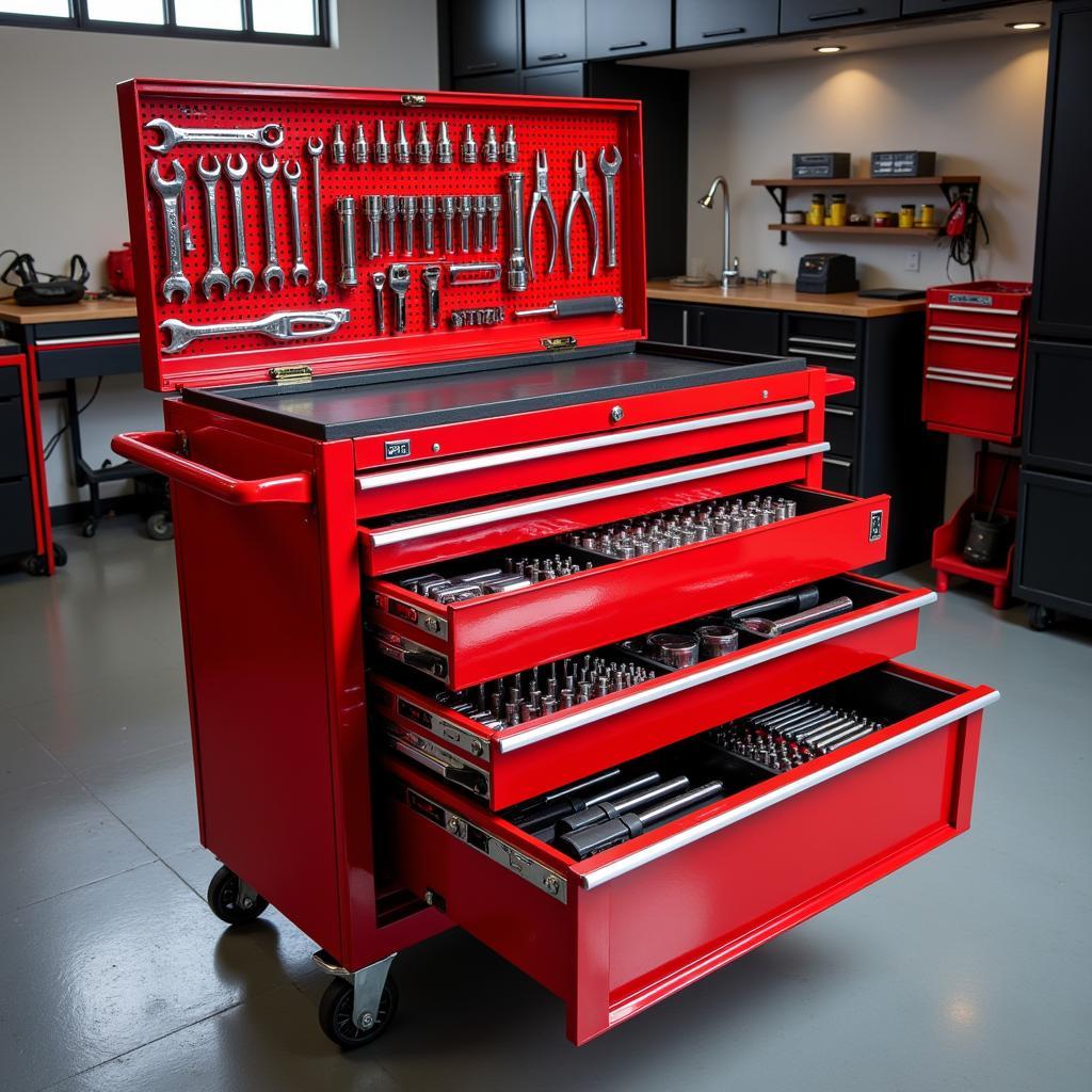 Rolling Tool Chest with Assorted Tools