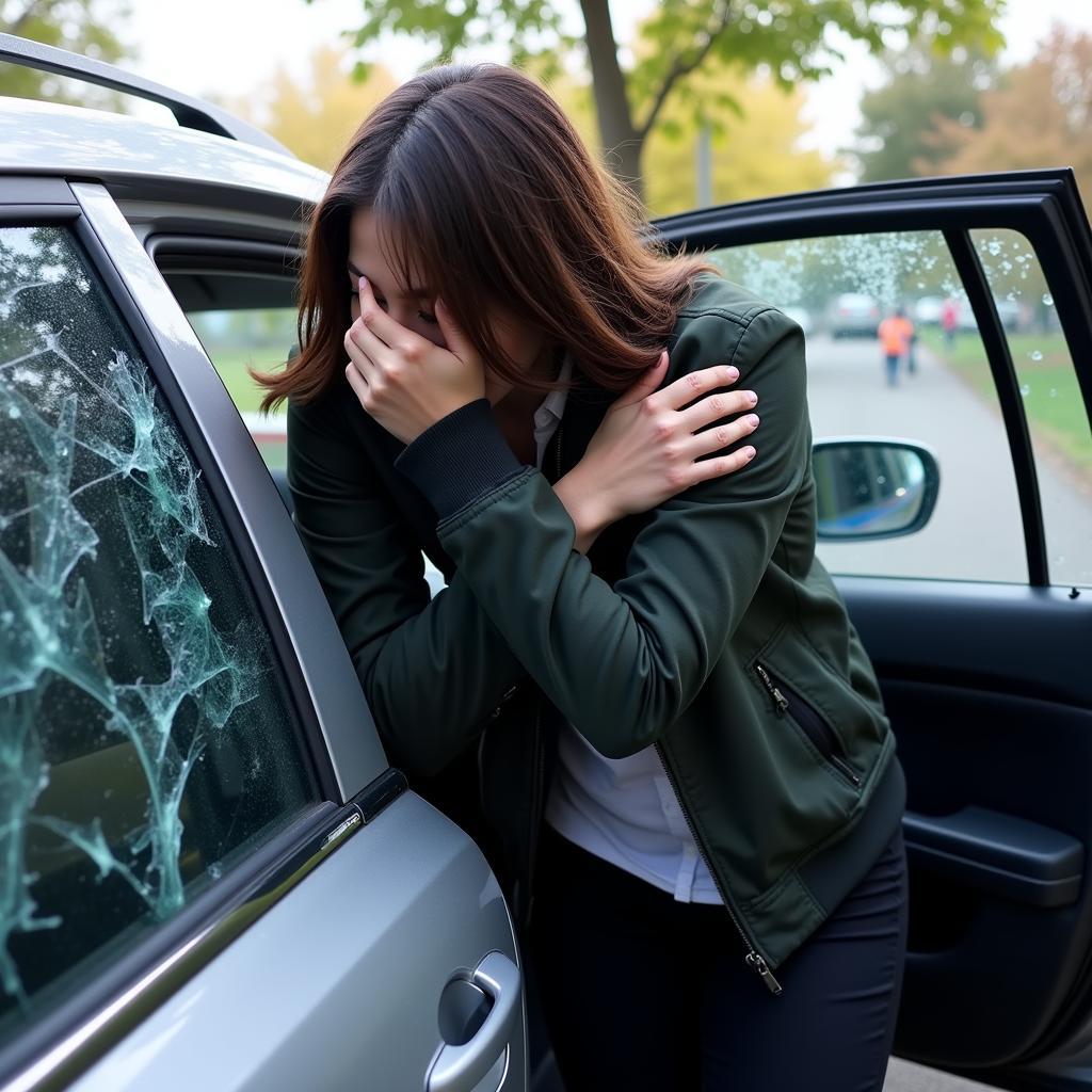 Exiting a Car After Breaking the Window