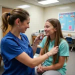 School nurse providing care to a student