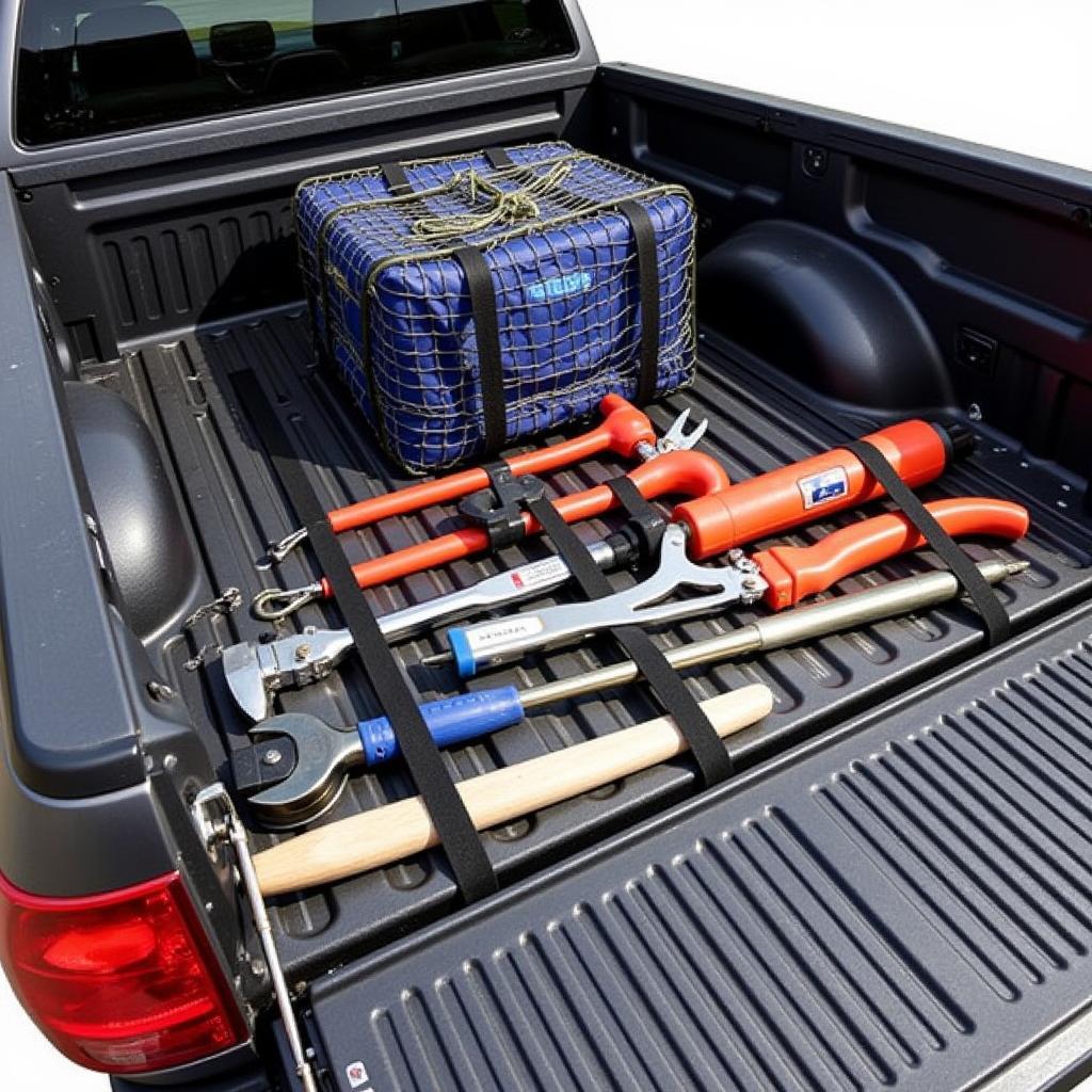 Secured Tools in a Truck Bed