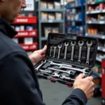 Selecting a Car Metric Tool Kit in a Store