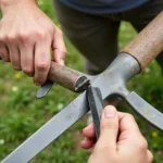 Sharpening a Garden Hoe with a File