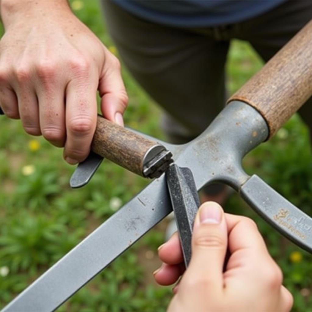 Sharpening a Garden Hoe with a File