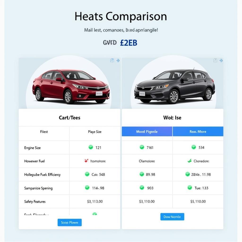 Side by Side Car Comparison Tool Interface