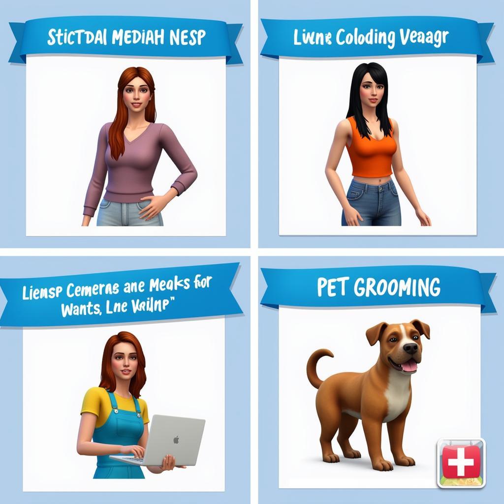 Examples of Sims 4 Custom Careers Created with NEIA