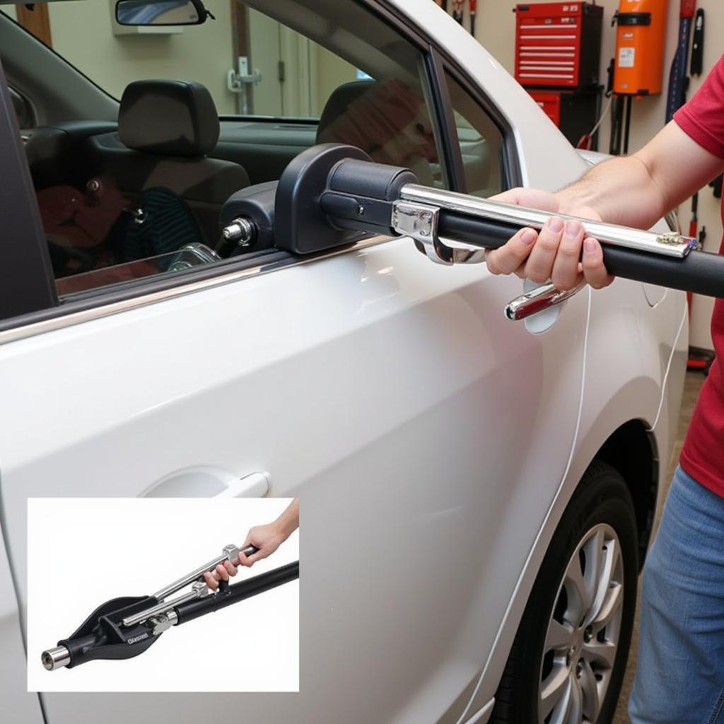 Using a Slide Hammer Dent Puller on a Car Door