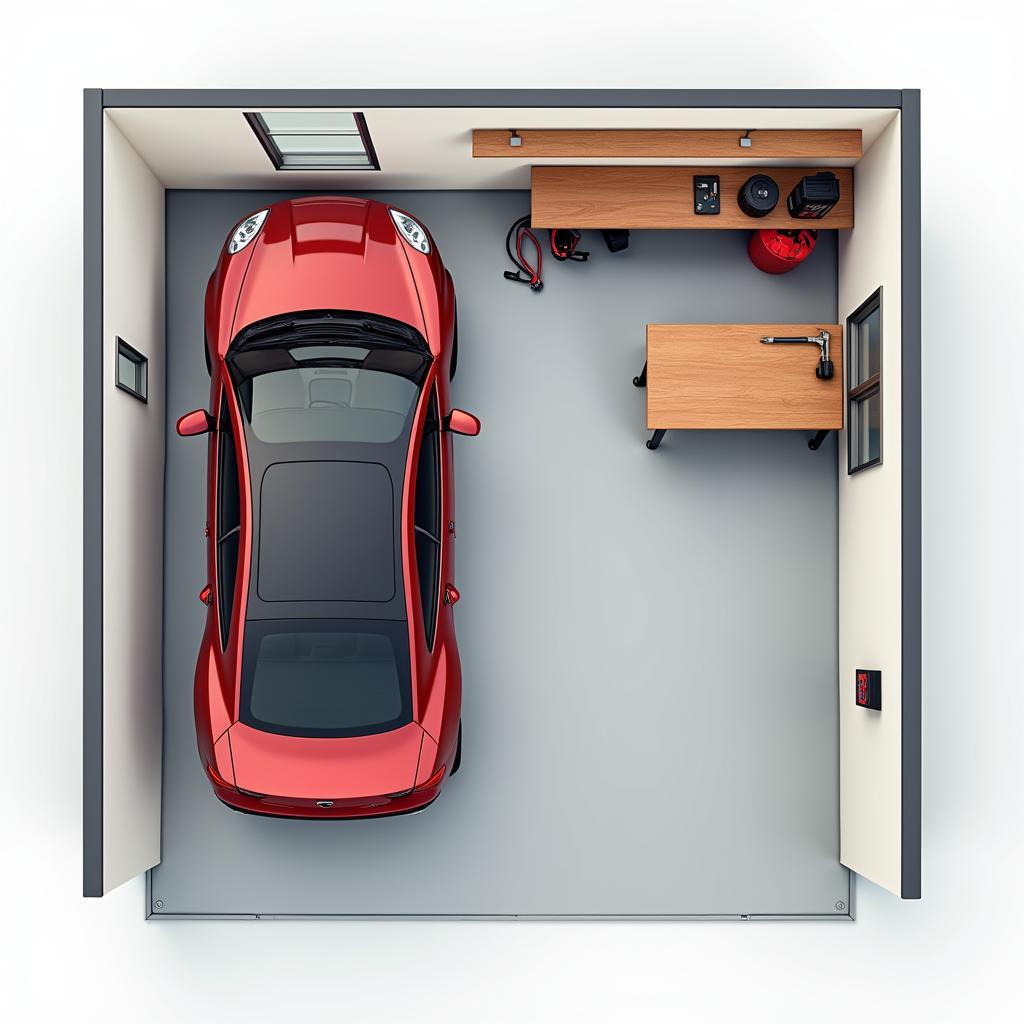 Small One Car Garage Layout with Tool Box Integration