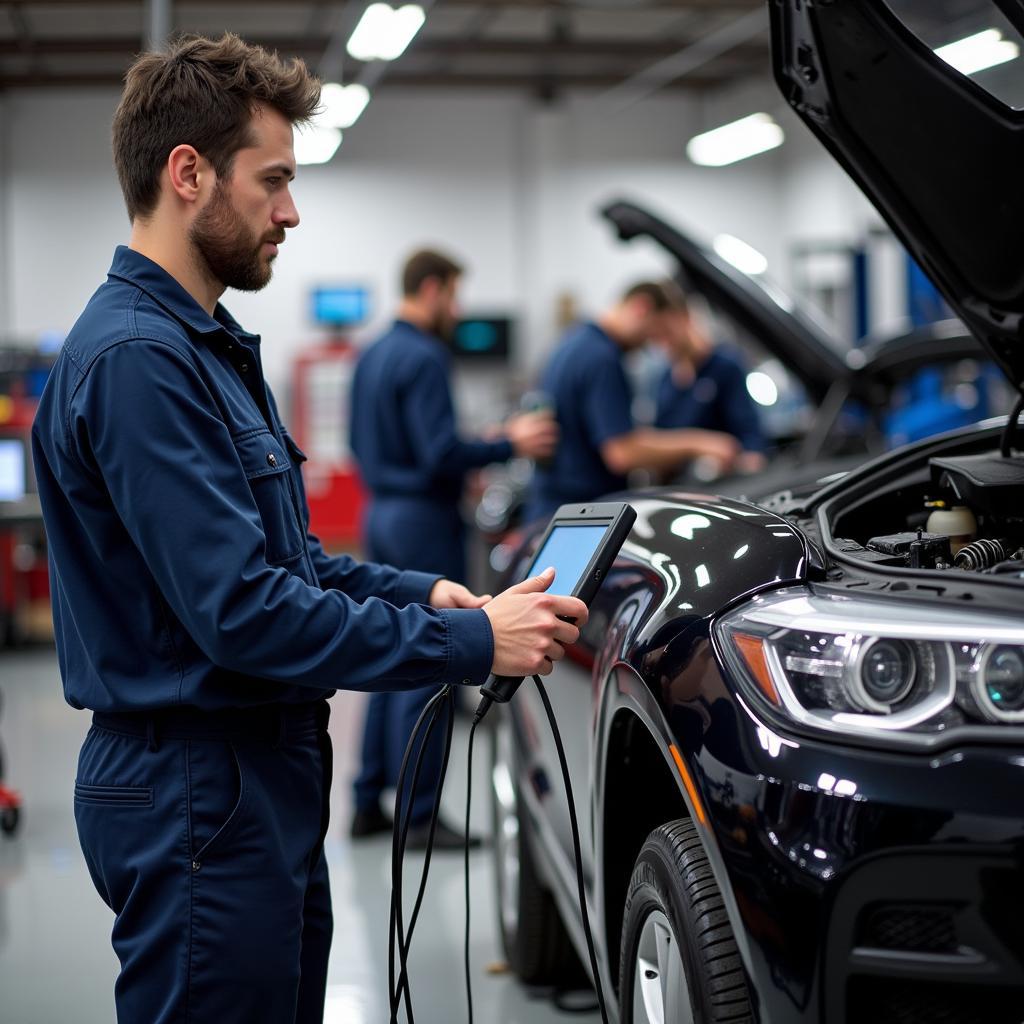 Specialized Car Diagnostic Tools in a Repair Shop