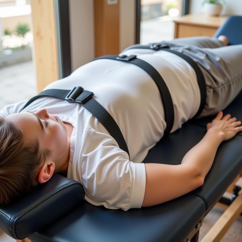 Patient on a Spinal Decompression Table