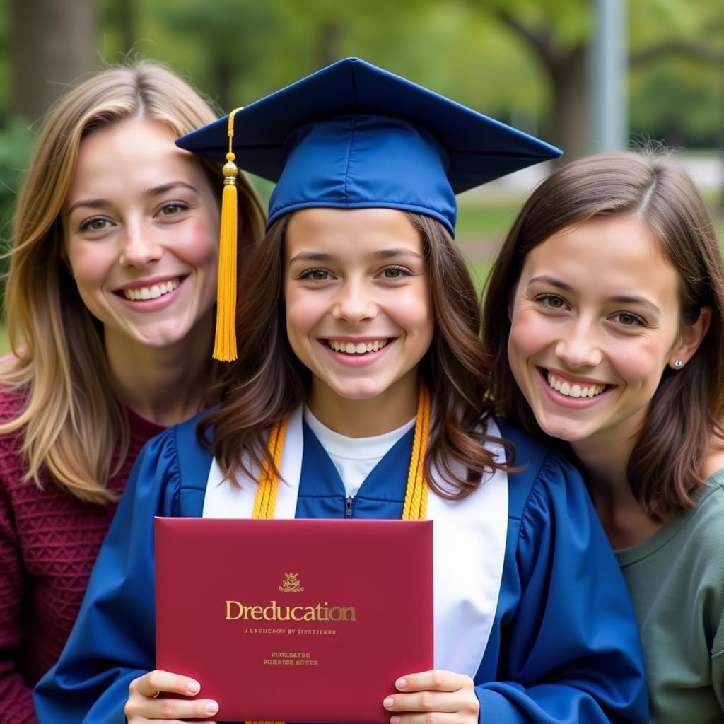 A special needs graduate celebrating their achievement