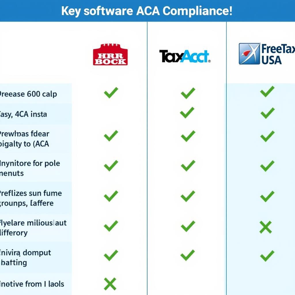 Comparison Chart of Tax Software for ACA Compliance