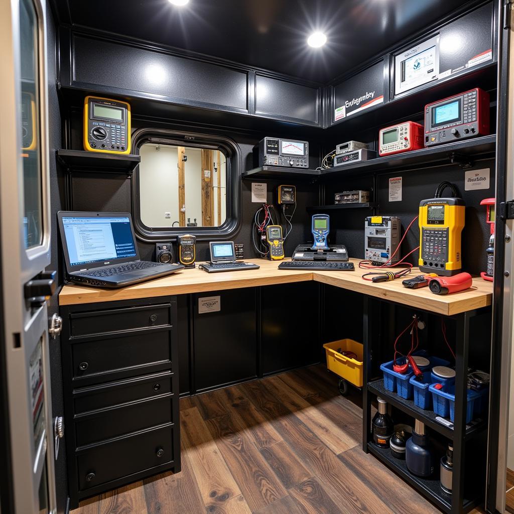 Mobile Diagnostic Workshop inside a Tool Trailer Car