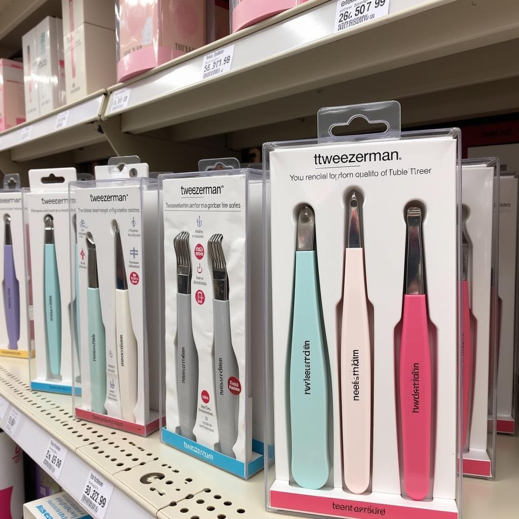 Tweezerman skincare tools displayed on a Target shelf