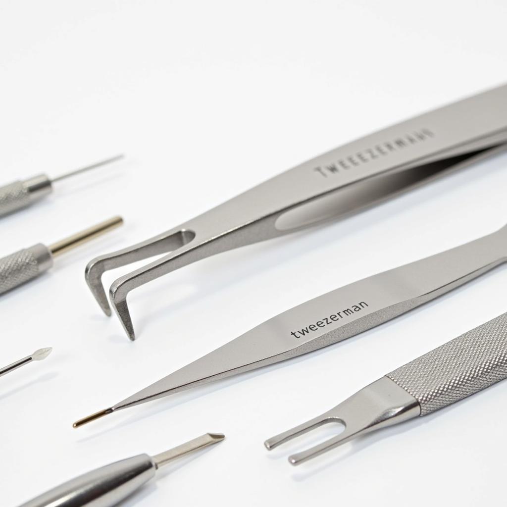 Close-up of Various Tweezerman Skin Care Tools