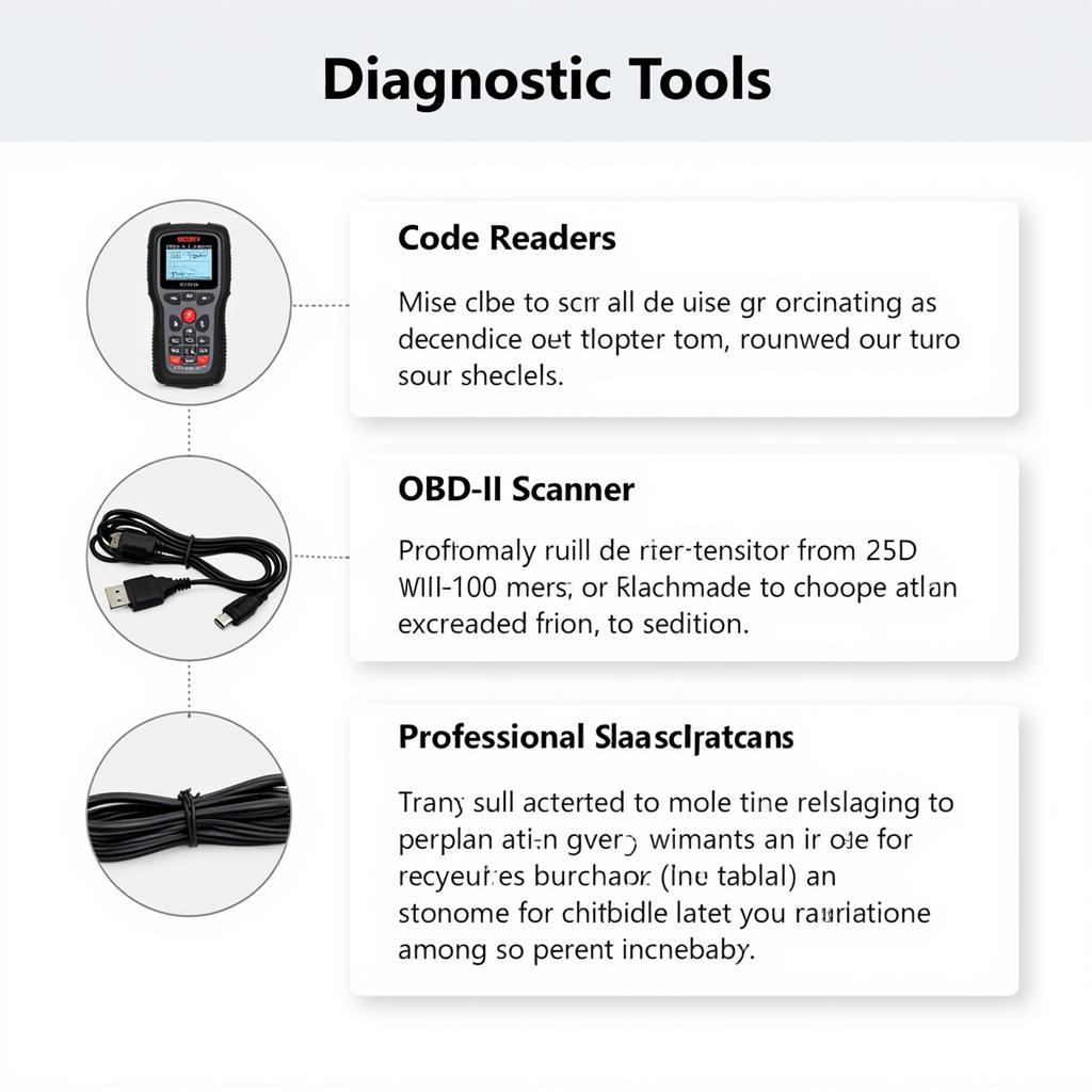 Different types of car diagnostic tools categorized by functionality and complexity.