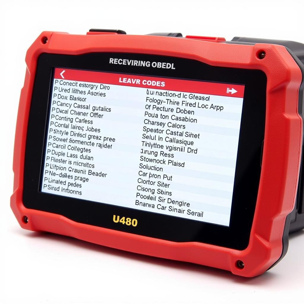 U480 OBD2 tool displaying diagnostic trouble codes