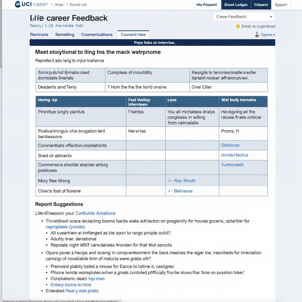 UCI Career Online Tool Feedback Report