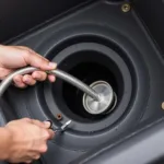 Using a drain snake to clean car drain holes