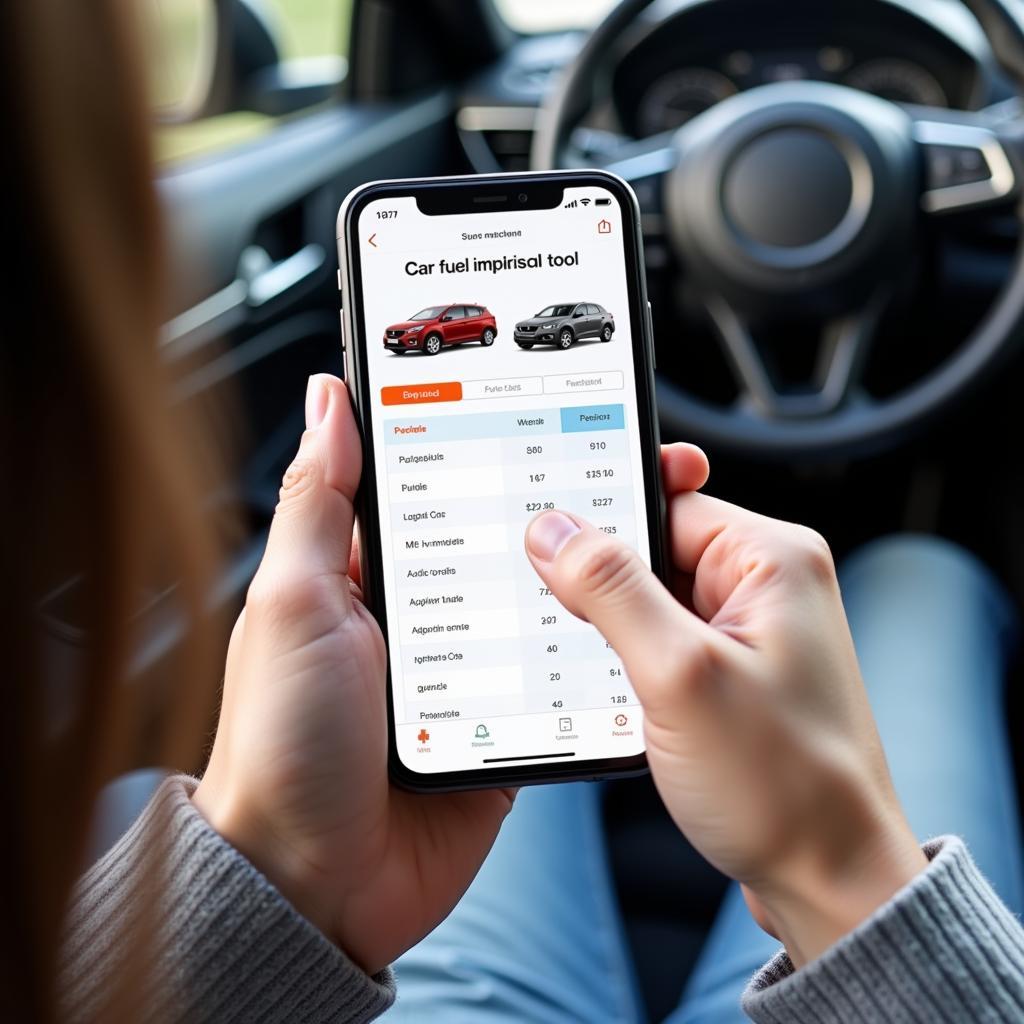 Using Car Fuel Comparison Tool on Mobile