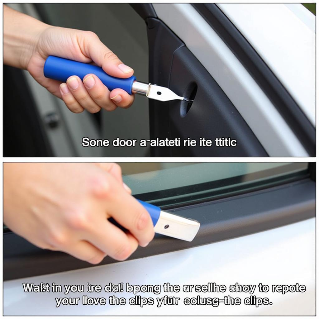 Using a Car Trim Removal Tool on a Door Panel