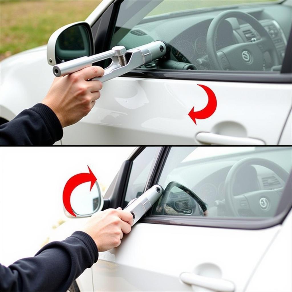 Correctly using a car window breaker to shatter a car window