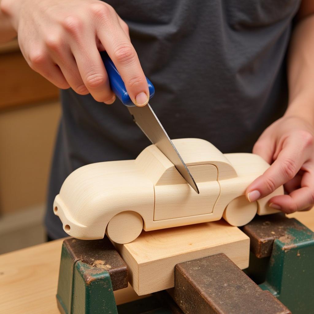 Using a Coping Saw on a Pinewood Derby Car