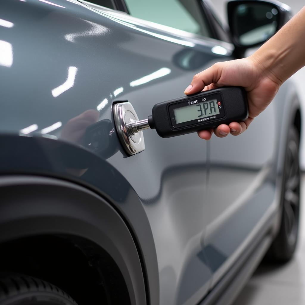 Using a Paint Thickness Gauge on a Car