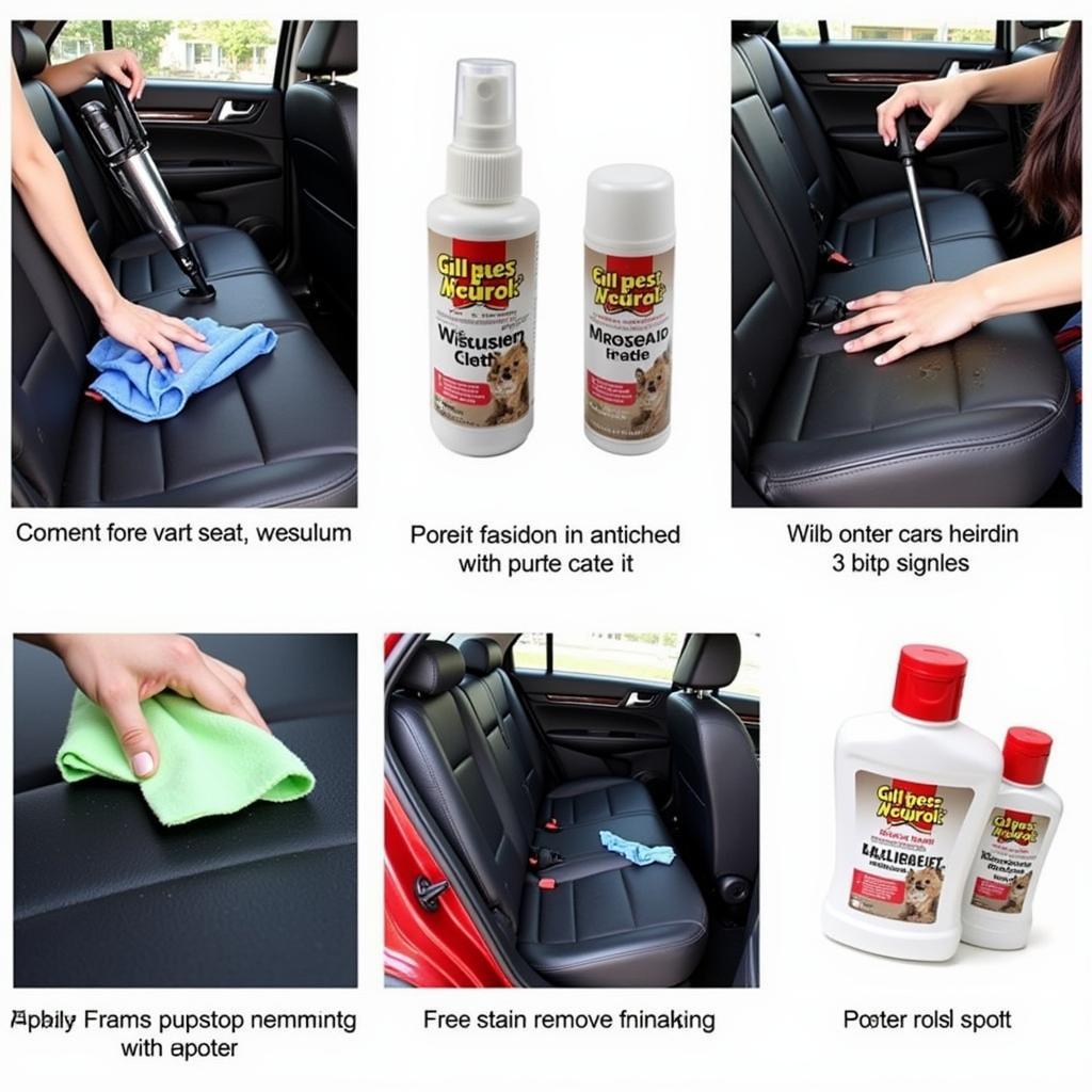 Using a pet multi-tool car cleaning kit to clean a car's interior.