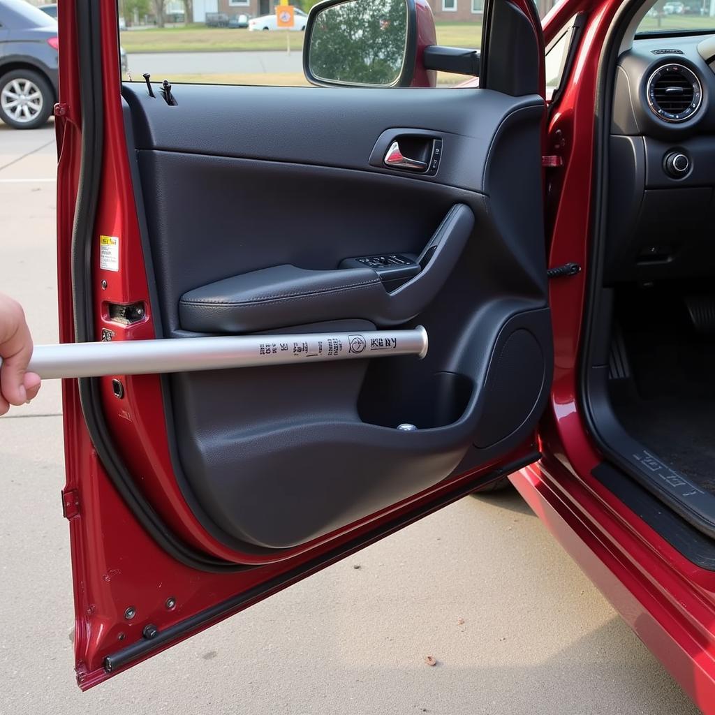 Using a Slim Jim on a Car Door