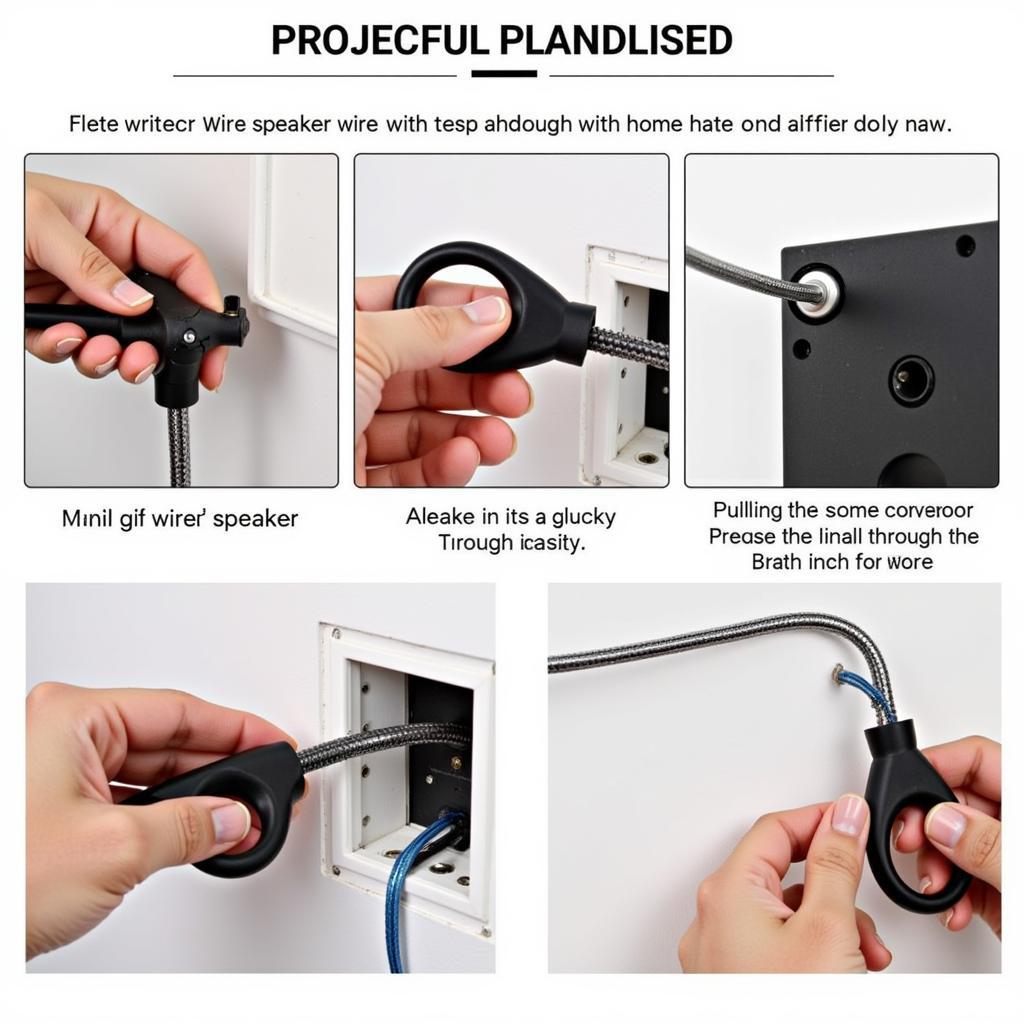 Using a Speaker Wire Grabber Tool in a Home Theater Installation