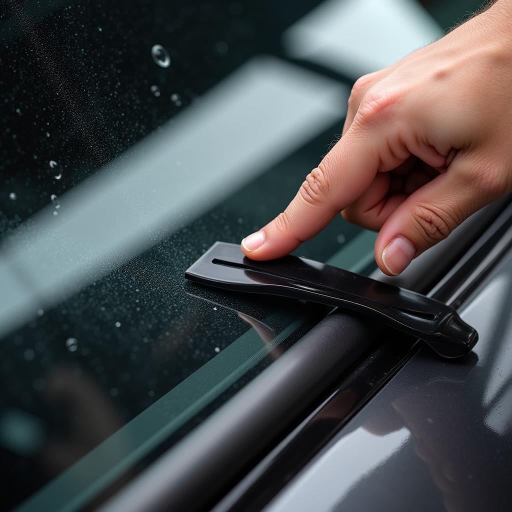 Using a Squeegee During Car Tint Installation