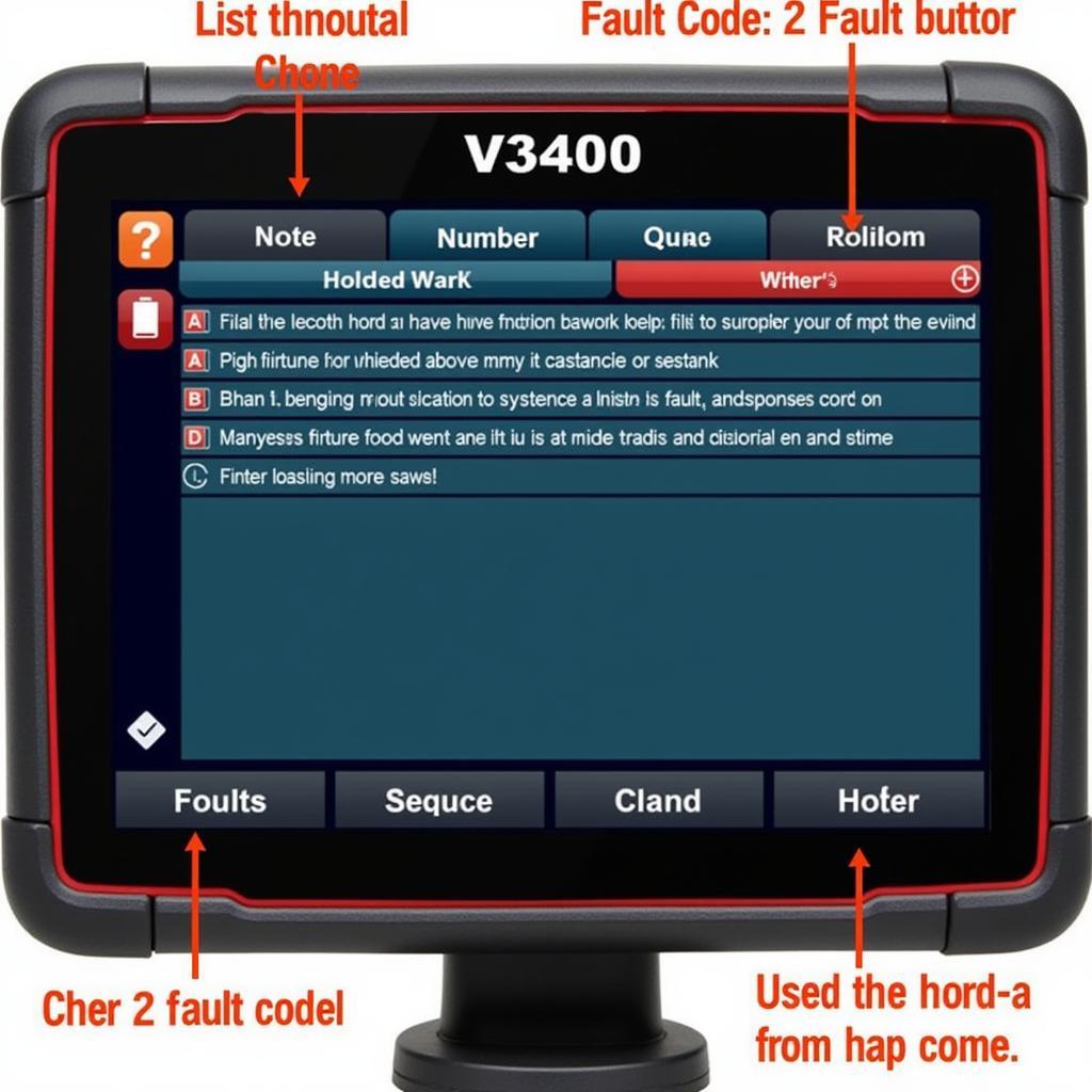 V3400 Fault Code Display Screen