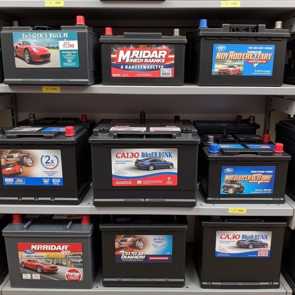 Different models of car battery banks showcasing various sizes, features, and brands available for purchase.