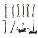 Variety of hook tools designed for different types of car jacks