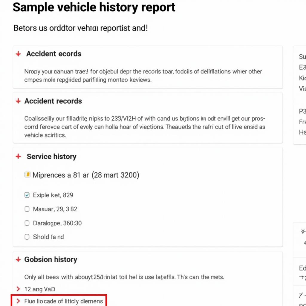 Sample Vehicle History Report