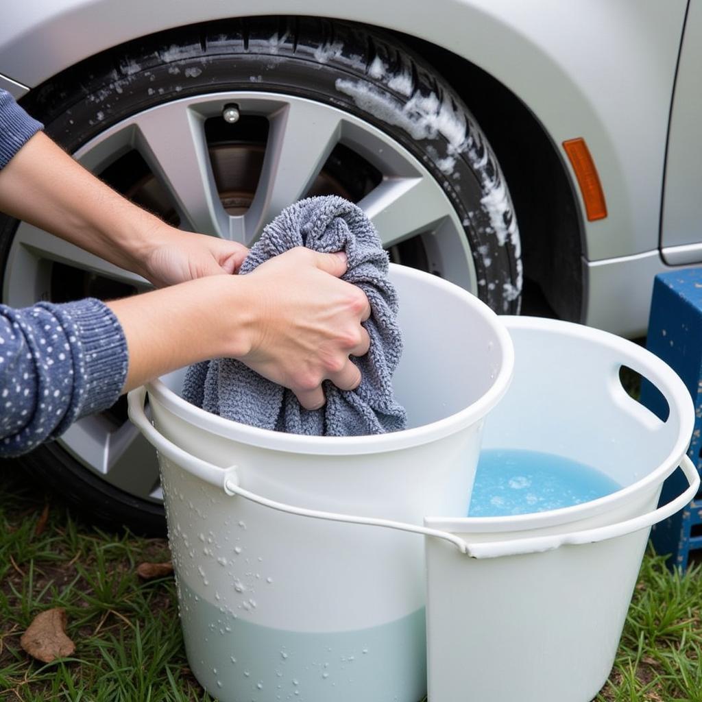 Washing a Car with the Two-Bucket Method